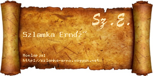 Szlamka Ernő névjegykártya
